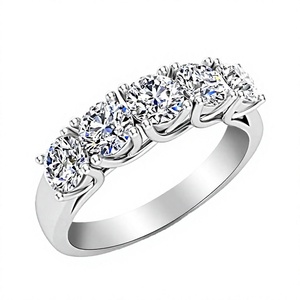 Bague d'éternité classique personnalisée à 5 pierres, plaquée platine, certifiée IGI, en argent sterling S925, diamant de laboratoire, taille 0,5-3 carats - Product Image 2