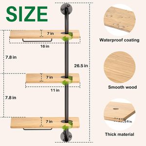 Macetero Giratorio <span class=keywords><strong>de</strong></span> Madera <span class=keywords><strong>de</strong></span> 3 Niveles, Estante Colgante para Plantas <span class=keywords><strong>de</strong></span> Madera, Soporte <span class=keywords><strong>de</strong></span> <span class=keywords><strong>Pared</strong></span> para Plantas con Marco <span class=keywords><strong>de</strong></span> Metal, Estante para Plantas <span class=keywords><strong>de</strong></span> Ventana y Techo - Product Image 2