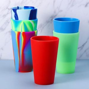 Gobelet à boire en silicone personnalisé avec logo, vente chaude, pas cher, 16 oz, sans BPA, gobelet à vin et à bière en silicone arc-en-ciel - Product Image 3