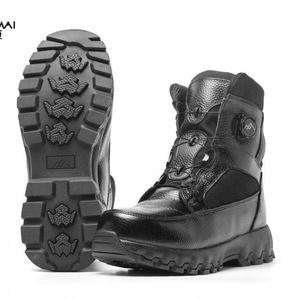 Bottes d'hiver en cuir à tige haute avec doublure en fourrure, semelle en caoutchouc antidérapante, unisexe, talon bas, bottes pour temps froid - Product Image 4