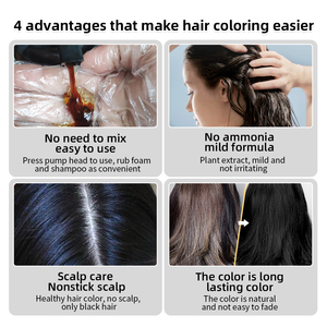 Tinte para el Cabello al por Mayor, 500 ml, a Base de Hierbas de Jengibre, 4 en 1, Sin Amoníaco, Champú Natural para Teñir el Cabello de Negro - Product Image 4