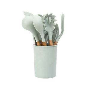 Kitchenware Wholesale Nonstick <b>Silicone</b> Utensils Cooking <b>Tool</b> Sets Cooking Utensils Set with Wooden Handles - Product Image 6