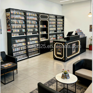 Vitrine d'exposition de cartes à collectionner noire moderne portable autoportante avec éclairage <span class=keywords><strong>LED</strong></span>, <span class=keywords><strong>verre</strong></span> acrylique verrouillable et étagères réglables pour un rangement facile - Product Image 1