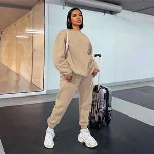 Ensemble décontracté pour femme, deux pièces, pantalon de survêtement, sweat-shirt long, taille XL, tissu imprimé, personnalisable, sweat-shirt d'hiver, 100% coton - Product Image 3