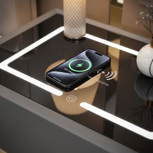 Mesitas de <span class=keywords><strong>Noche</strong></span> Modernas y Sencillas de Madera Maciza con Superficie Metálica, Duraderas y Ecológicas, Muebles de Dormitorio con Cajones de Almacenamiento - Product Image 4