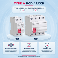 Dispositivo de Corriente Residual (RCD) Tipo A de 2P 6kA, Interruptor Diferencial RCCB de 30mA 100mA 300mA para Electrodomésticos con Inversor, Precio de Fábrica Chayo