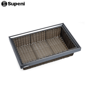 Cesta Deslizante de Aluminio para <span class=keywords><strong>Armario</strong></span>, <span class=keywords><strong>Organizador</strong></span> de Almacenamiento de Ratán con Cierre Suave y ABS para Organización de Armarios - Product Image 1