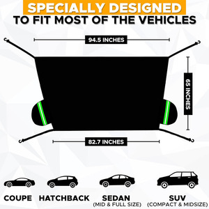 Housse <span class=keywords><strong>de</strong></span> pare-brise avant pour camionnettes, SUV, berlines, voitures, résistante aux intempéries, noire, anti-UV, imperméable, avec couvre-rétroviseurs latéraux - Product Image 3