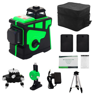 Laser Level 12 Line Green Light 360 Degree Rotating Indoor Outdoor Construction Alignment Tool With Tripod And Accessories - Product Image 1