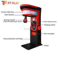 Machine de jeu d'arcade interactive de boxe en métal, à monnayeur, pour 2 joueurs, avec sac de frappe électronique, test de force et son dynamique