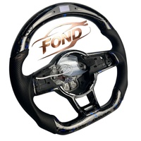 Volant personnalisé en fibre de carbone forgée bleue avec LED pour VW Golf MK5/MK6/MK7, Passat, CC et GTI