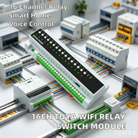 Modul Relay 16 Saluran DIN Rail Ethernet Wi-Fi 240V Modbus TCP/IP Sistem Rumah Pintar Mendukung Alexa Google Home 100-300m