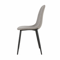 Chaise de salle à manger moderne en lin avec dossier incurvé et pieds en métal noir - Chaise d'appoint respirante et ergonomique pour la maison, le café ou le bureau
