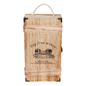 Scatola Vintage in Legno per <span class=keywords><strong>2</strong></span> Bottiglie di Vino Rosso, Contenitore Non Rifinito, Personalizzabile con Incisione - Product Image 4