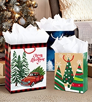Série de Noël, sac cadeau en papier kraft minimaliste, emballage cadeau de Noël, sac de shopping, impression à l'encre, édition limitée, vente en gros