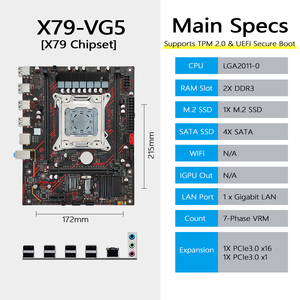 NOVO Kit de Placa-Mãe para Desktop Workstation X79-VG5 Suporta CPU Intel Xeon E5 2650V2 e RAM <span class=keywords><strong>DDR3</strong></span> ECC Novo Produto X79 - Product Image 3