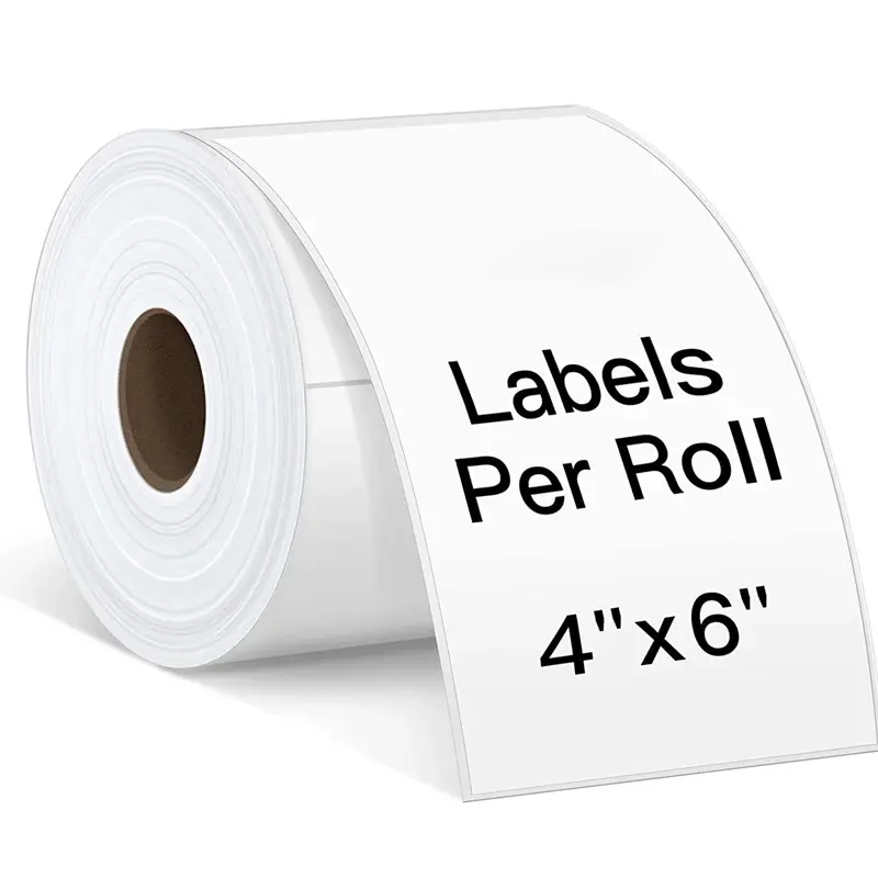 4X6 Inci Pengiriman Waybill Label Label Kode Batang Alamat Termal A6 Stiker Label Termal Pita Kemasan dengan Logo Perusahaan