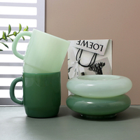 Tasse à boire en verre borosilicate de jadéite Vintage, verrerie de couleur jade vert, tasse à café, tasse en verre de jade blanc pour la décoration de la maison