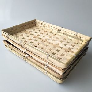 Handgemachter gewebter Brotkorb, kreativer Obst-Rattan-Picknick korb, rechteckiger Gemüse-Bambus korb - Product Image 4