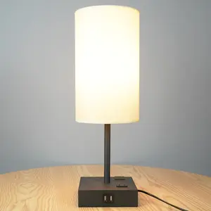 Bedside Table Lamp iron base with fabric lampshade for hotel bedroom