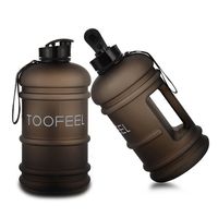 Bouteille en plastique noir mat, de 2,2 l, 1 tonne, carafe à eau, pour sportif, entraînement, Fitness, Petg