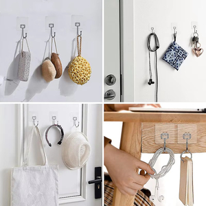 Ganchos Adhesivos Transparentes Grandes para Colgar, Ganchos de Pared de Acero Inoxidable para Baño, Ducha, Cocina, Puerta - Product Image 4