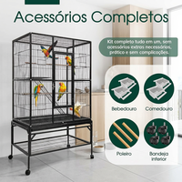Cage à oiseaux haute avec échelle d'escalade intégrée, support à roulettes avec étagère de rangement, excellent choix pour les agapornis et les conures