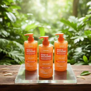 Gel douche KUNDAL au miel et macadamia 500ml, hydratant naturel pur, parfum poudre pour bébé - Product Image 3