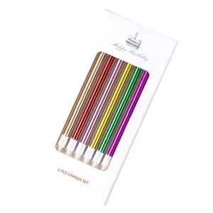 Colorido Arco Iris Curly Coil Tall 6PCs velas set Feliz cumpleaños Pastel Vela Chapado en oro Curva Vela