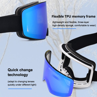 Lunettes de protection des yeux de ski personnalisées Lentille miroir anti-buée Snowboard Cadre en tpu double lentille anti-buée avec lunettes de ski lunettes