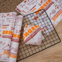 Vente en gros d'emballages de sandwichs à hamburger de qualité alimentaire personnalisés avec logo enduit imprimé Emballages de pain pour restaurants traiteur