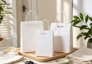 Multi-size White Flip Handle Stand-up Bags Made Thick White Cardboard Eco-Friendly Recyclable Four-Color Printing Integrated - Product Image 3