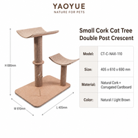Árbol para Gatos Pequeño de Corcho, Diseño de Doble Poste en Forma de Media Luna con Postes Rascadores Corrugados, 405 x 610 x 690 mm, para Gatos de Interior