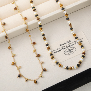 Collana da Donna alla Moda con Pietre Preziose Ambra e <span class=keywords><strong>Gioielli</strong></span> Placcati in Oro Vero 18k - Product Image 2