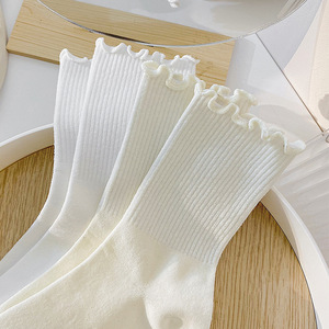 Calcetines Marineros Blancos de Algodón con Decoración de Lechuga, Sin Costuras, para Hombres y Niños, Uniformes Escolares S957531WX - Product Image 3