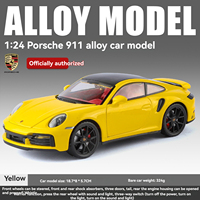 Modèle de voiture en alliage Porsche 911 Supercar 1:24 avec son et lumière, portes ouvrables, jouet de collection décoratif en métal