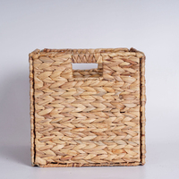 Panier de rangement pliable carré en jonc de mer et en jacinthe d'eau, paniers en jonc de mer avec poignée pour la décoration, panier à fruits