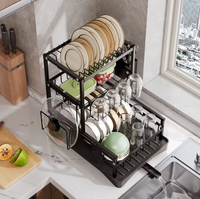 Égouttoir à vaisselle 3 niveaux en acier inoxydable, design moderne et écologique, avec plateau de drainage pour organiser bols et assiettes de cuisine