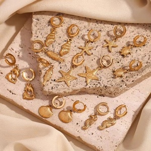 Custom Summer Ocean Collection Fashion <b>Earrings</b> Set Dainty <b>Huggies</b> <b>Earrings</b> 18k Gold Plated Jewelry Set Stainless Steel <b>Earrings</b> - Product Image 6