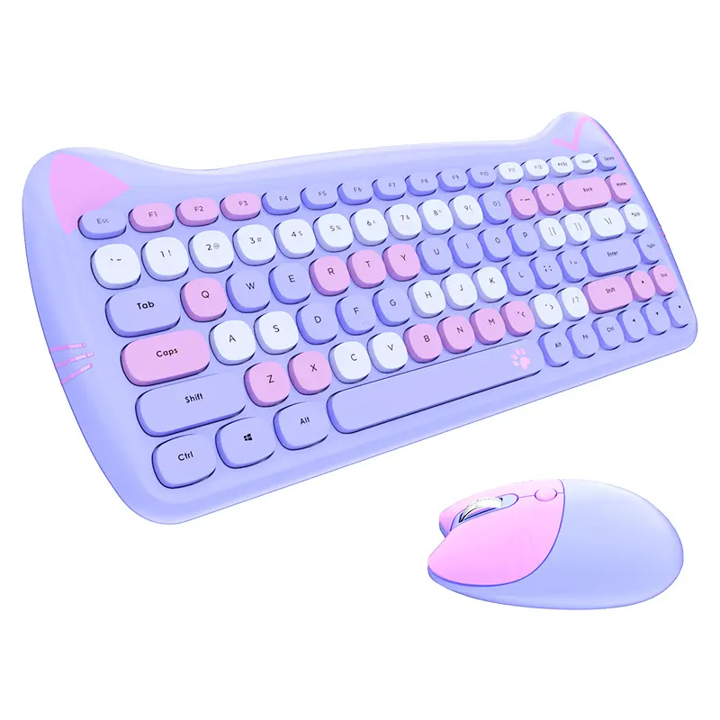 Minitasche 78-Tasten Schreibmaschine neu stilvolle retro-rundte Tastatur Multimedia farbige kabellose Tastatur und Maus