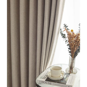 Cortina opaca de lino de 280cm de ancho, 110 \ ", tela de gamuza Lisa tejida personalizable, cortinas de ventana personalizadas para sala de estar al aire libre, calidad - Product Image 3