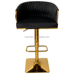 Tabourets <span class=keywords><strong>de</strong></span> <span class=keywords><strong>bar</strong></span> <span class=keywords><strong>de</strong></span> luxe en velours, base carrée en métal doré, pivotants <span class=keywords><strong>et</strong></span> réglables, pour salon, cuisine <span class=keywords><strong>et</strong></span> salle à manger (vente en gros) - Product Image 2
