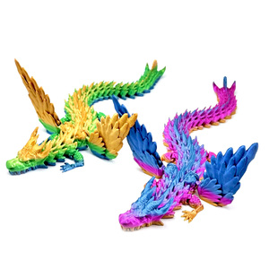 WANCAI OEM Figurine Wyvern en plastique imprimée en 3D, ailes multi-articulées mobiles, longue queue, effet cristal, jouet pour enfants, animaux - Product Image 5