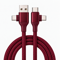 Nouveauté : Câble de charge rapide magnétique rouge bordeaux 60W, universel USB-A USB-C, avec rangement magnétique et enroulement automatique