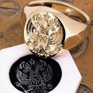 Anello con Sigillo Aquila Eroica da Uomo, Gioiello Vintage da Dito - Product Image 6