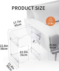 Modern Eco-Friendly Clear Acrylic <strong>Record</strong> <strong>Player</strong> <strong>Table</strong> with Storage Shelf Green Nightstand - Product Image 1