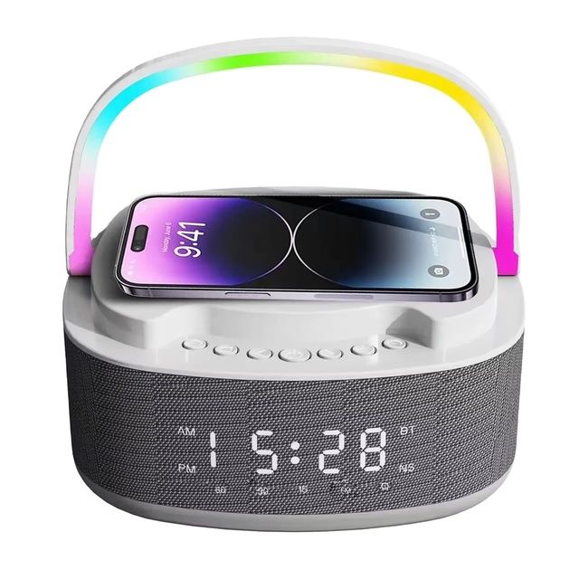 NEW S301 Portable LED 15W Wireless Charging White Noise Blue Tooth Speaker with Wireless Charge Time Clock and Alarm in Home