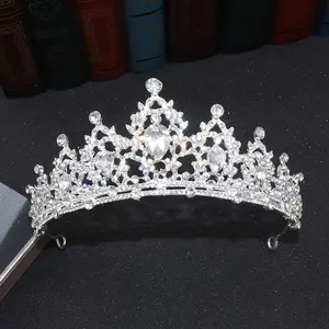 바로크 유럽과 미국의 간단한 다이아몬드 퀸 크라운 신부 웨딩 액세서리