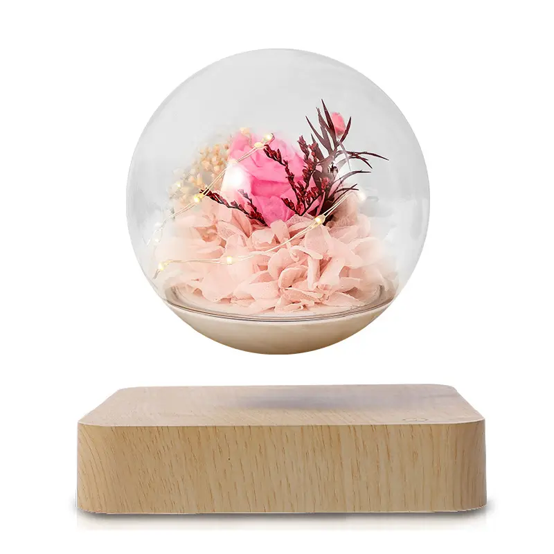 Nouvelle fleur de lévitation magnétique rose lumière cadeau salon chevet LED lévitation table flottante décoration de la maison lampe