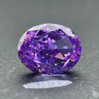 ZHF Perhiasan Berlian Buatan Bisa Ditarik 8A Berlian Simulasi Tinggi Karbon Tinggi Para-iba Biru Ungu Oval Batu Permata Telanjang